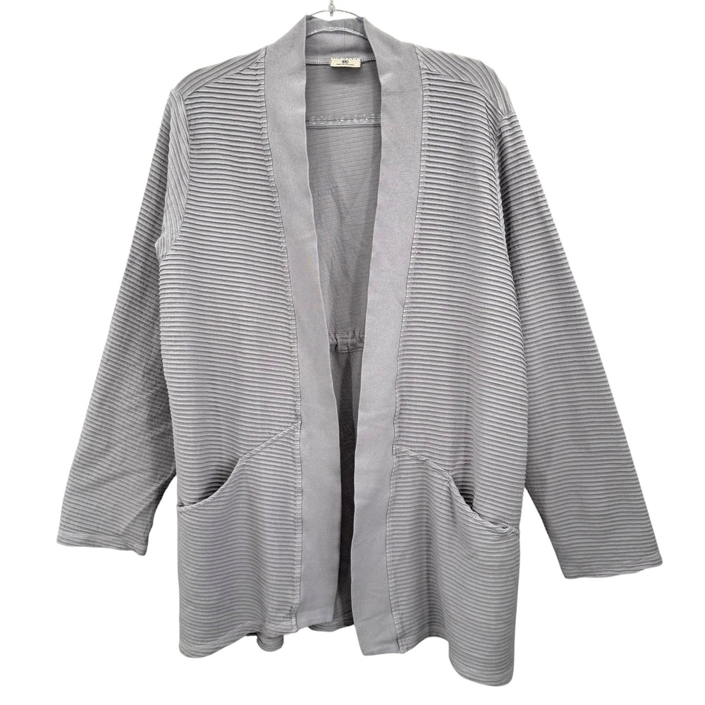 Color Me Cotton Women's Lavender Ribbed Knit‎ Cardigan Drawstring Pockets XXL